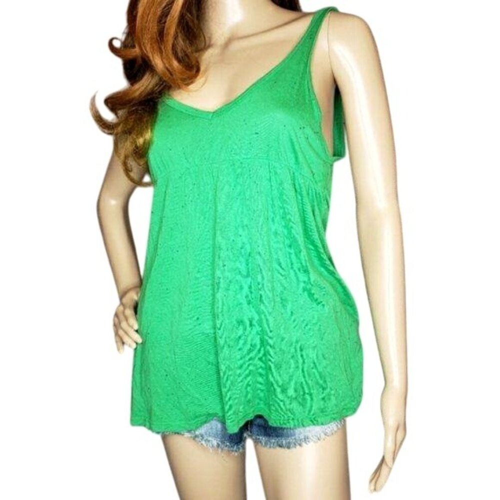 Sparkle & Fade green Sleeveless V-Neck deep V back Tank Top Knit Womens size M